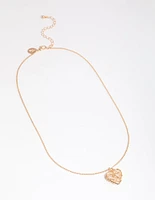 Gold Wrapped Heart Pendant Necklace
