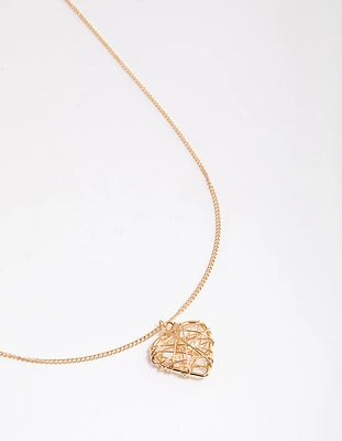 Gold Wrapped Heart Pendant Necklace