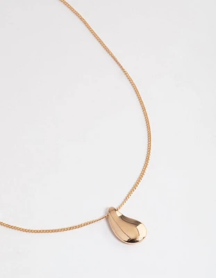 Gold Smooth Pear Pendant Necklace