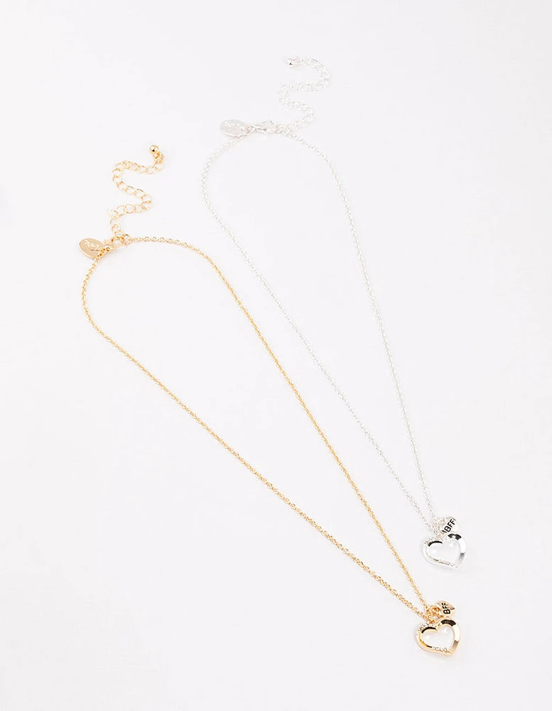 Gold & Silver Open Heart Bestie Necklace Pack