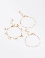 Gold Charm & Pearl Chain Bracelet Pack