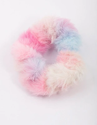 Bright Fluffy Rainbow Hair Scrunchie