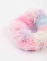 Bright Fluffy Rainbow Hair Scrunchie