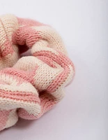 Pink & Cream Checkered Knitted Hair Scrunchie