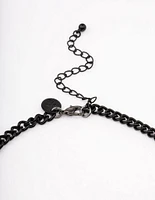 Black Paper Diamante Earrings & Necklace Jewellery Set