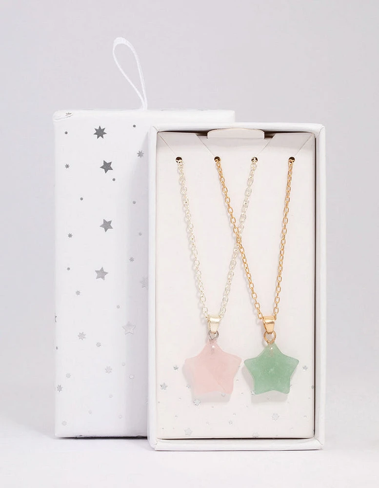 Mixed Metal Semi-Precious Star Necklace Pack