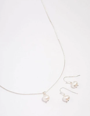 Silver Plated Freshwater Pearl Jewellery Set