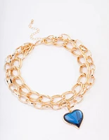 Gold Double Row Chunky Heart Necklace