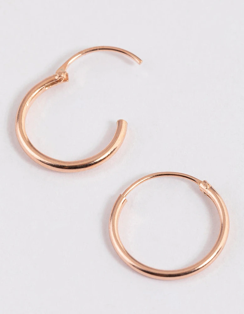 Rose Gold Plated Sterling Silver Hoop Earrings 12mm