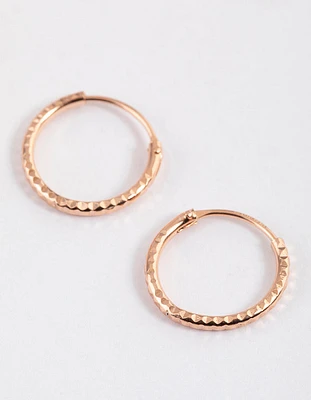 Rose Gold Plated Sterling Silver Diagonal Hoop Earrings 12mm