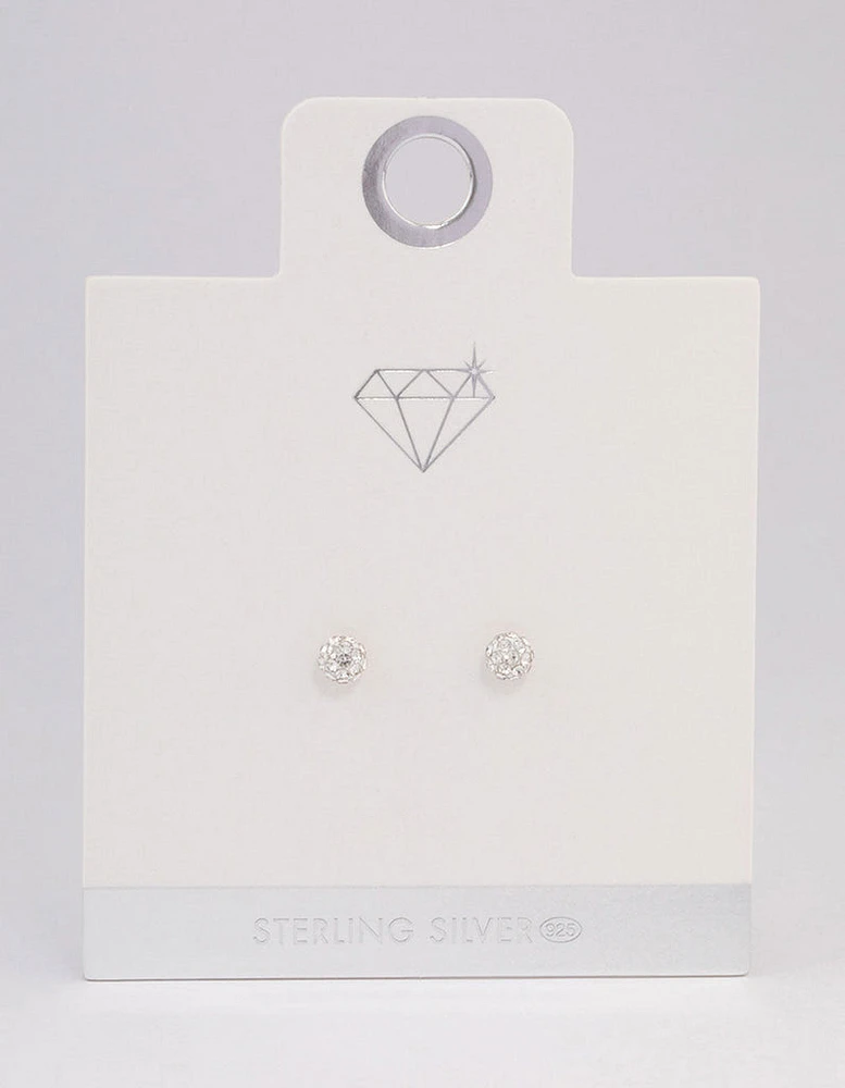 Sterling Silver Fireball Stud Earrings