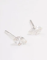 Sterling Silver Oval Cubic Zirconia Stud Earrings