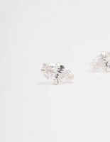 Sterling Silver Oval Cubic Zirconia Stud Earrings