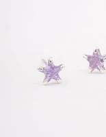 Sterling Silver Cubic Zirconia Star Stud Earrings