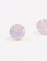 Sterling Silver Pink Oval Stud Earrings