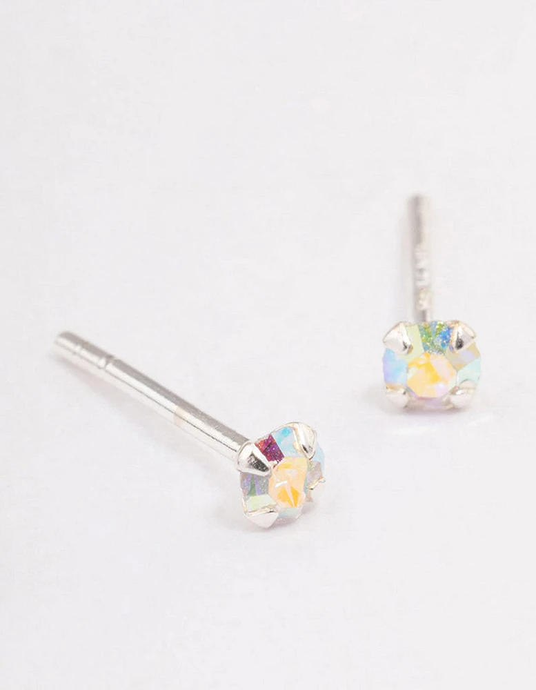 Sterling Silver Baby Pink Stud Earrings