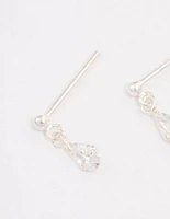 Sterling Silver Pear Cubic Zirconia Drop Earrings