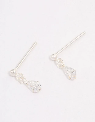 Sterling Silver Pear Cubic Zirconia Drop Earrings