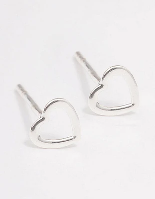 Sterling Silver Open Heart Stud Earrings