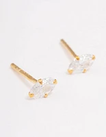 Gold Plated Sterling Silver Oval Cubic Zirconia Stud Earrings