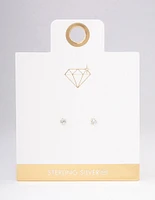 Gold Plated Sterling Silver Diamante Flower Stud Earrings