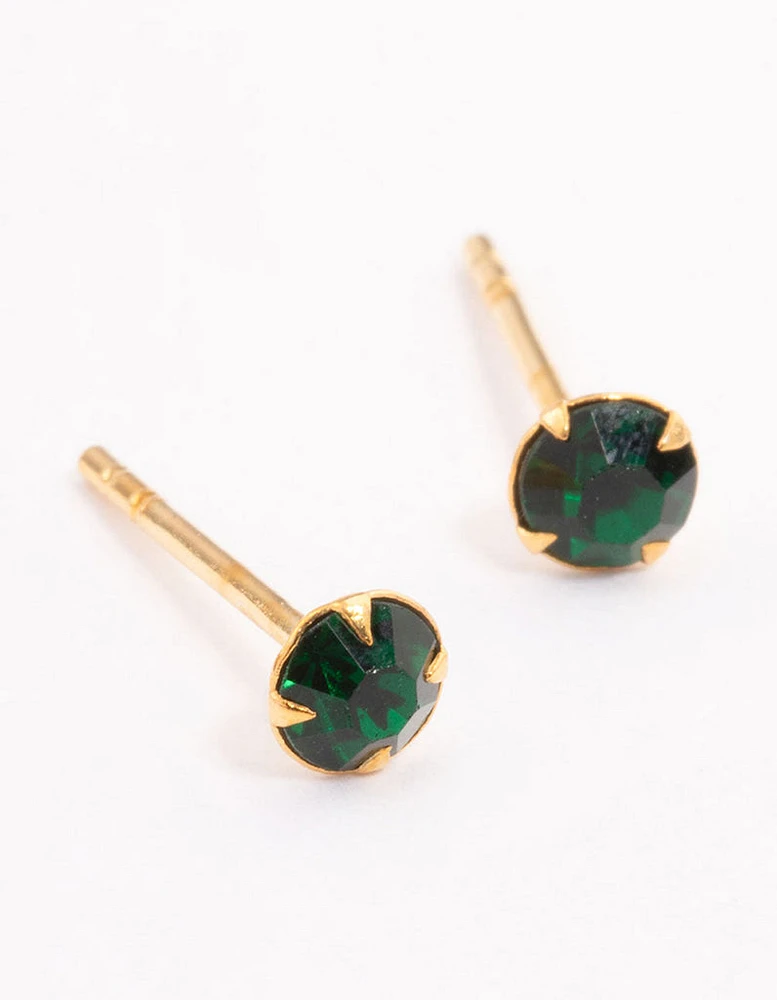 Gold Plated Sterling Silver Diamante Stud Earrings 4mm