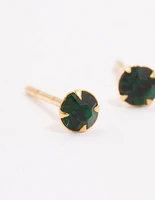 Gold Plated Sterling Silver Diamante Stud Earrings 4mm