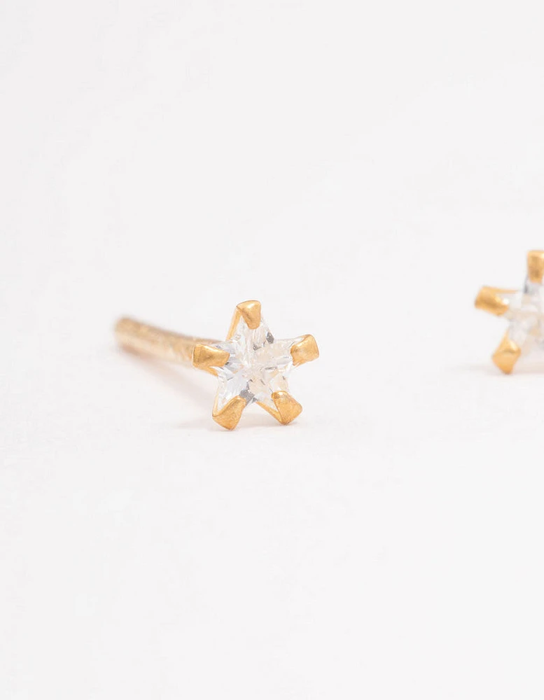 Gold Plated Sterling Silver Baby Star Stud Earrings