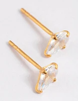 Gold Plated Sterling Silver Pear Cubic Zirconia Stud Earrings