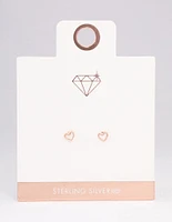 Rose Gold Plated Sterling Silver Open Heart Stud Earrings