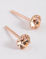 Rose Gold Plated Sterling Silver Diamante Stud Earrings 5mm