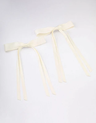 Cream Fabric Wide Skinny Hair Bow Pack