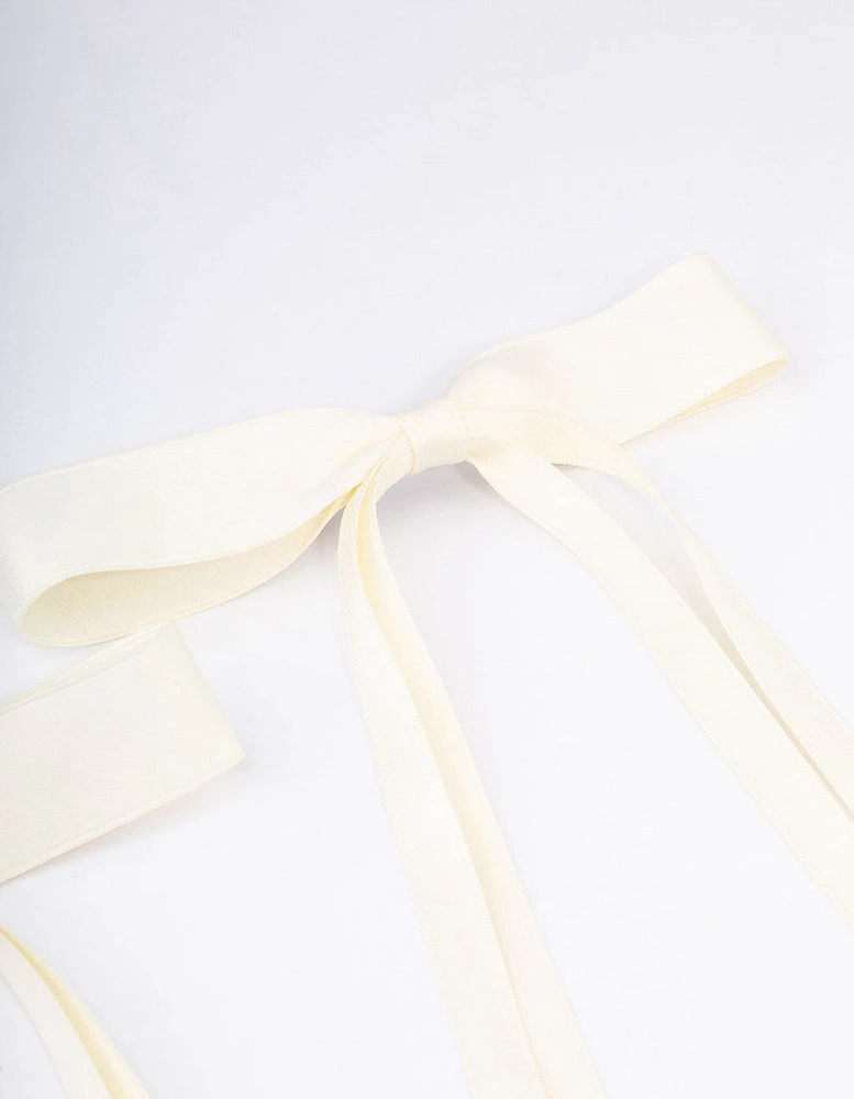 Cream Fabric Wide Skinny Hair Bow Pack