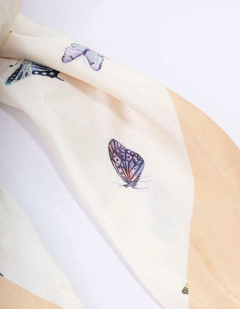 Fabric Yellow Butterfly Printed Scarf