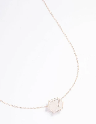 Rose Gold Clear Quartz Semi-Precious Shard Cage Necklace