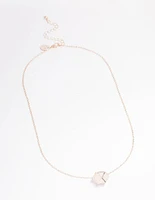 Rose Gold Clear Quartz Semi-Precious Shard Cage Necklace