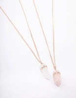 Rose Gold Mixed Semi-Precious Wrapped Shard Necklace Pack
