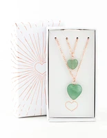 Rose Gold Semi-Precious Mini Heart Necklace Pack