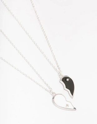 Silver Yin & Yang Heart Necklace Pack
