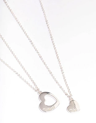 Silver 'Mumma' Script Mini Heart Necklace Pack