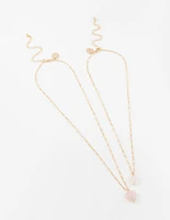 Gold Semi-Precious Mini Heart Necklace Pack