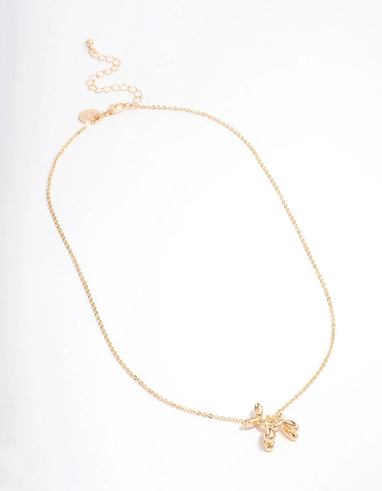 Gold Bubble Dog Short Necklace