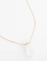 Gold Clear Quartz Semi-Precious Bottle Necklace
