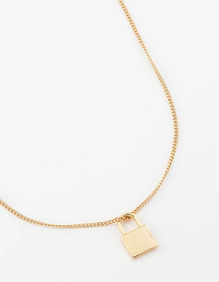 Gold Plated Padlock Short Necklace