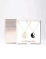 Mixed Metal Round Yin & Yang Necklace Pack