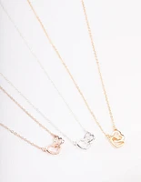 Mixed Metal Link Heart Necklace 3-Pack
