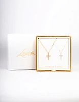 Gold & Silver Plated Diamante Cross Necklace Pack