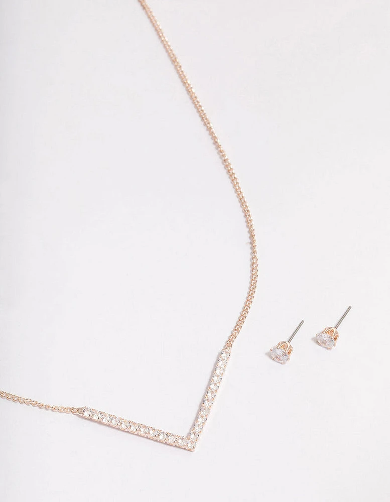 Rose Gold Cubic Zirconia Jewellery Set