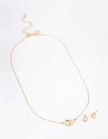 Gold Plated Linked Heart Jewellery Set