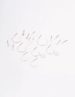 Silver Diamante Pearl Stud & Hoop Earring 8-Pack